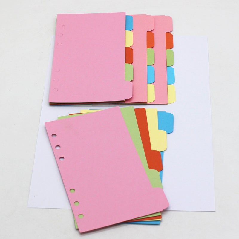 LONG TAO 12 Set A6 6 Holes Loose Leaf Index Dividers with Tags for Index Cards Fits Standard Binders Durable Colorful Write-On Dividers with Clear Binders - Image 5